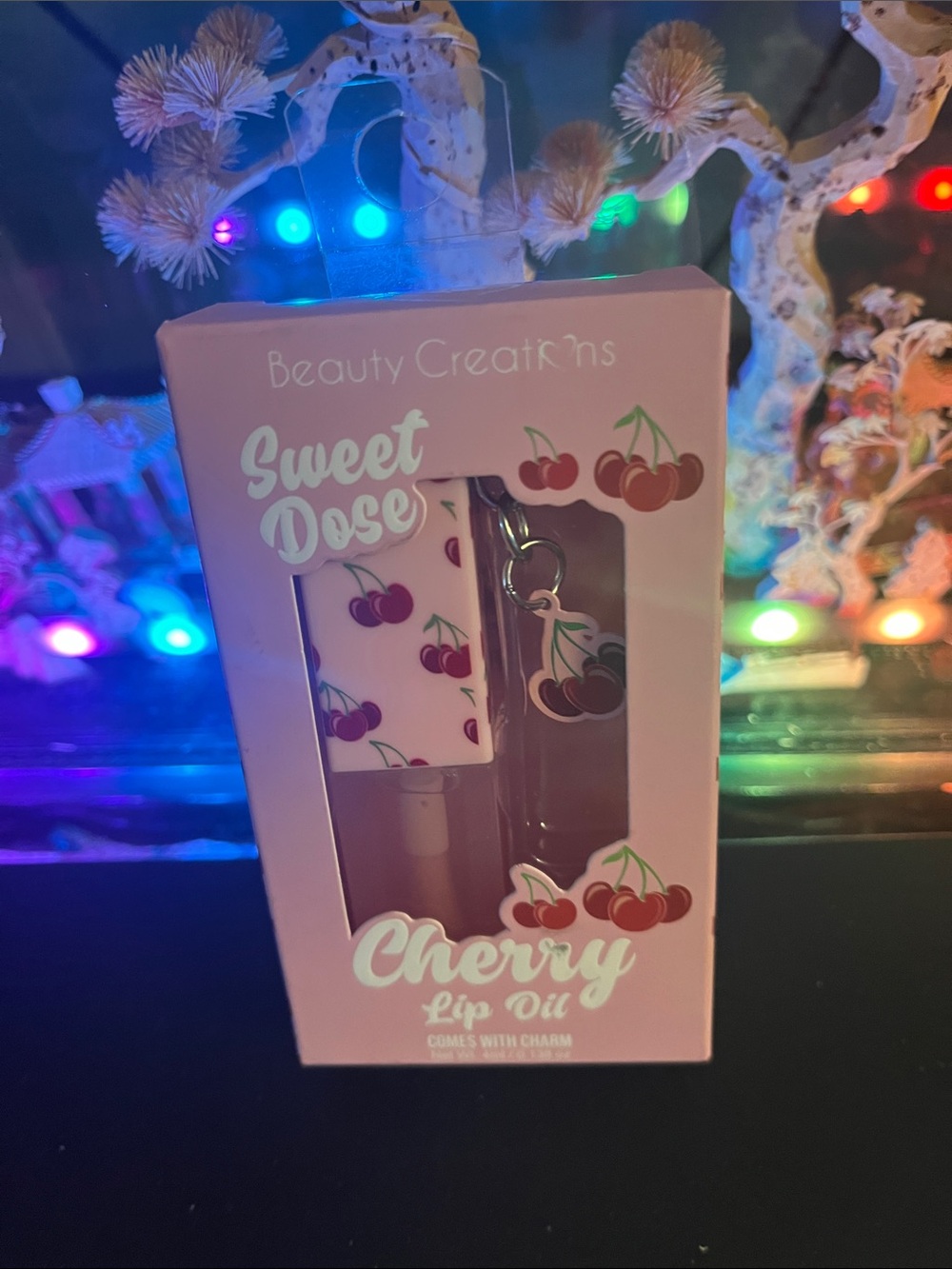 Beauty Creations Cherry Lip Oil - Pink Packaging with Red Cherry Charm